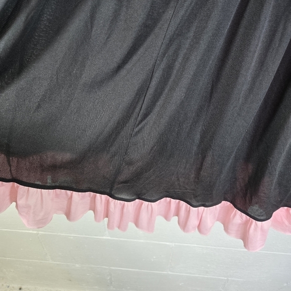 Cacique pink black ruffle coquette babydoll lingerie chemise - Picture 3 of 9